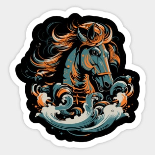 Horse and Wave Sticker